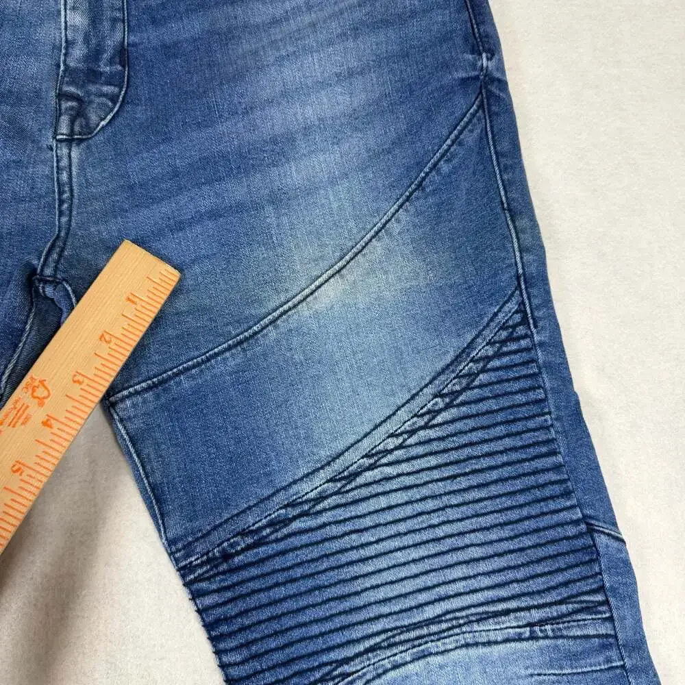 True Religion Jeans Mens 34 (Fits 34x33) Blue Rocco Skinny Moto Biker Denim